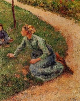 卡米耶 畢沙羅 Peasant Trimming the Lawn 卡米耶 畢沙羅 Peasant Trimming the Lawn